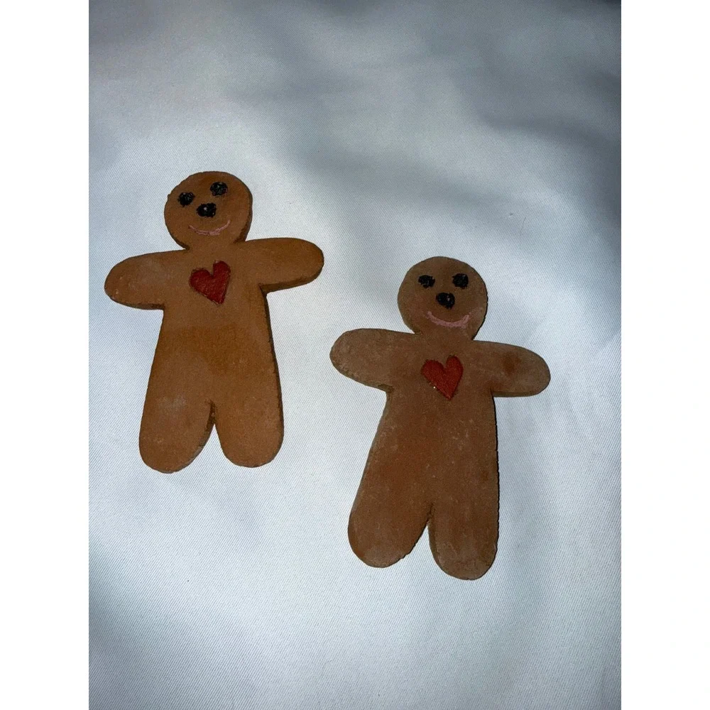 Primitive Gingerbread Family Christmas Decor Wooden Basket Rustic Folk Art Set‎
